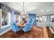 Open-concept view from the kitchen to the dining area with blue walls and natural light at 2733 Foxborough Dr, Greenwood, IN 46143