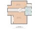 Detailed second floor plan highlighting the bedrooms, hall, and bath layout at 3132 Indianapolis Ave, Indianapolis, IN 46208