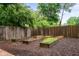 Backyard featuring raised garden beds and a wood fence, perfect for gardening enthusiasts at 4904 Kessler Blvd N Dr, Indianapolis, IN 46228