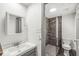 Updated bathroom features a modern vanity and tiled walk-in shower at 8814 E 146Th St, Noblesville, IN 46060