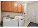 Convenient laundry room featuring washer, dryer, overhead cabinets, and utility sink at 8855 Banner Dr, Brownsburg, IN 46112