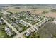 Sprawling aerial view of a residential neighborhood, pond and vast open fields at 996 Denton Ct, Westfield, IN 46074