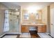 Bathroom featuring a double vanity, large shower, and modern finishes at 10090 Eagle Eye Way, Indianapolis, IN 46234