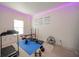 Home exercise room with fitness equipment, blue rubber flooring, and LED lighting at 10090 Eagle Eye Way, Indianapolis, IN 46234