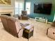 Comfortable living room featuring plush seating, fireplace, large windows, and contemporary decor at 13766 Heatherfield Dr, Fishers, IN 46038