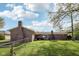 Well-maintained backyard with mature trees, a brick home, and a fenced perimeter at 1416 Wellington Ave, Indianapolis, IN 46219