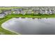 Community aerial view with a serene pond surrounded by well-maintained homes and green spaces at 14878 Anees Ln, Fishers, IN 46040
