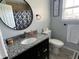 Bathroom featuring granite counters, modern fixtures, and ample space at 1502 Austin Dr, Lebanon, IN 46052