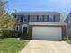 Charming two-story home featuring a well-maintained lawn, attached two car garage and black shutter accents at 15406 Destination Dr, Noblesville, IN 46060