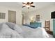 A cozy bedroom with floral wallpaper, bright window and mint green dressers at 1630 N 400 W, Bargersville, IN 46106