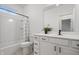 Stylish bathroom with white vanity, modern fixtures, and a shower-tub combination at 2044 Alvord St, Indianapolis, IN 46202