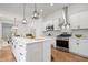Beautiful kitchen featuring stainless steel appliances, white cabinets, subway tile backsplash, and a large island at 2044 Alvord St, Indianapolis, IN 46202