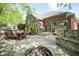 Brick home showcasing an outdoor patio, fire pit, dining area, and lush landscaping for outdoor enjoyment at 5925 Silas Moffitt Way, Carmel, IN 46033