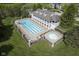 Aerial view of a large community pool with a hot tub and sundeck at 5925 Silas Moffitt Way, Carmel, IN 46033