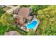 Aerial view of home with pool, pergola, patio, and fenced yard at 676 La Placita St, Greenwood, IN 46143