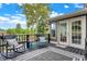 Relaxing back patio with outdoor seating and a view of the yard at 676 La Placita St, Greenwood, IN 46143