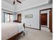 Comfortable bedroom with a vaulted ceiling, and access to an ensuite bathroom and closet at 7126 Nile Ridge Ct, Indianapolis, IN 46236