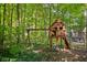 Backyard playground with swings and a small wooden playhouse provides a fun outdoor activity at 7126 Nile Ridge Ct, Indianapolis, IN 46236