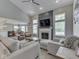 Spacious living room with vaulted ceilings, fireplace, and plenty of natural light at 7203 Sycamore Run Dr, Indianapolis, IN 46237