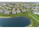 Aerial view of homes backing on the pond with community pool and playground in walking distance at 755 Canberra Blvd, Westfield, IN 46074