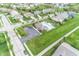 Aerial view of community pool and clubhouse with ample parking and well-manicured lawn space at 755 Canberra Blvd, Westfield, IN 46074