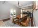 Dining room featuring a large wooden table with bench seating, opens to the kitchen and outdoor patio at 755 Canberra Blvd, Westfield, IN 46074