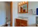 Functional bathroom with a vanity and a convenient toilet area at 9377 N 500 W, McCordsville, IN 46055