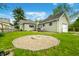 Picturesque backyard with fire pit, lush green grass, and manicured landscaping at 1114 Pennsylvania St, Columbus, IN 47201