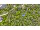 Overhead shot of lush, green landscape with trees, and a blue community basketball court at 13 Ridgeline Dr, Brownsburg, IN 46112