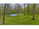 View of backyard featuring a basketball court and a lush, wooded setting at 13 Ridgeline Dr, Brownsburg, IN 46112