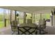 View of an outdoor covered patio with wood floors and comfortable seating at 13 Ridgeline Dr, Brownsburg, IN 46112