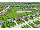 Scenic aerial view of a neighborhood with lush green spaces, a serene pond, and well-maintained homes at 13728 Oliver Ln, Carmel, IN 46074