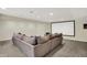 Finished basement with home theatre setup and large sectional sofa at 13728 Oliver Ln, Carmel, IN 46074