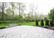 Backyard featuring a stone patio with built-in seating and landscaping at 1893 Water Oak Way, Avon, IN 46123