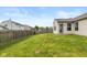 A spacious backyard with a well-maintained lawn and a wooden fence, perfect for outdoor activities at 2523 Gammon Dr, Indianapolis, IN 46234