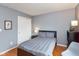 Cozy bedroom featuring wood floors, gray walls, and a comfortable bed with matching nightstand at 2523 Gammon Dr, Indianapolis, IN 46234