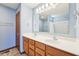 Double sink bathroom featuring a large mirror, and wood cabinets at 5 Statesman Ct, Brownsburg, IN 46112