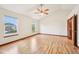 Large main bedroom with hardwood floors, ceiling fan, and lots of natural light at 5 Statesman Ct, Brownsburg, IN 46112