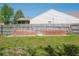 Landscaped backyard featuring raised garden beds and a wooden fence at 7611 Penguin Cir, Indianapolis, IN 46239
