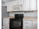 Oven with a white range hood and white cabinets above at 7611 Penguin Cir, Indianapolis, IN 46239