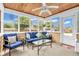 Cozy sunroom featuring comfortable seating and multiple windows for enjoying the outdoors at 8375 Eagles Nest Dr, Avon, IN 46123