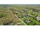 Aerial view of a lush neighborhood with mature trees, ponds, and well-maintained lawns at 10220 N Serenity Ln, Mooresville, IN 46158