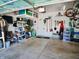 Spacious garage featuring ample storage with shelving units and overhead racks for organization at 1234 Yellowstone Way, Franklin, IN 46131