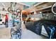Large garage offering plenty of storage space with work bench, mounted tools, and motorcycles at 1234 Yellowstone Way, Franklin, IN 46131