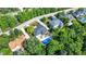 Luxury home with lush greenery, a pool and an entertainment patio in a beautiful neighborhood from a birds eye view at 13934 Salsbury Creek Dr, Carmel, IN 46032