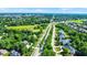 Expansive aerial view showing the property's location with surrounding neighborhoods, roads, and green spaces at 13934 Salsbury Creek Dr, Carmel, IN 46032