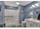 Bathroom featuring a glass-enclosed shower and modern fixtures at 13934 Salsbury Creek Dr, Carmel, IN 46032