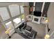 Stunning living room with high ceilings, large windows, and a corner fireplace at 13934 Salsbury Creek Dr, Carmel, IN 46032