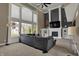 Living room with vaulted ceilings and fireplace at 13934 Salsbury Creek Dr, Carmel, IN 46032