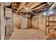 Unfinished basement with exposed ductwork and brick foundation at 1508 Monument St, Noblesville, IN 46060